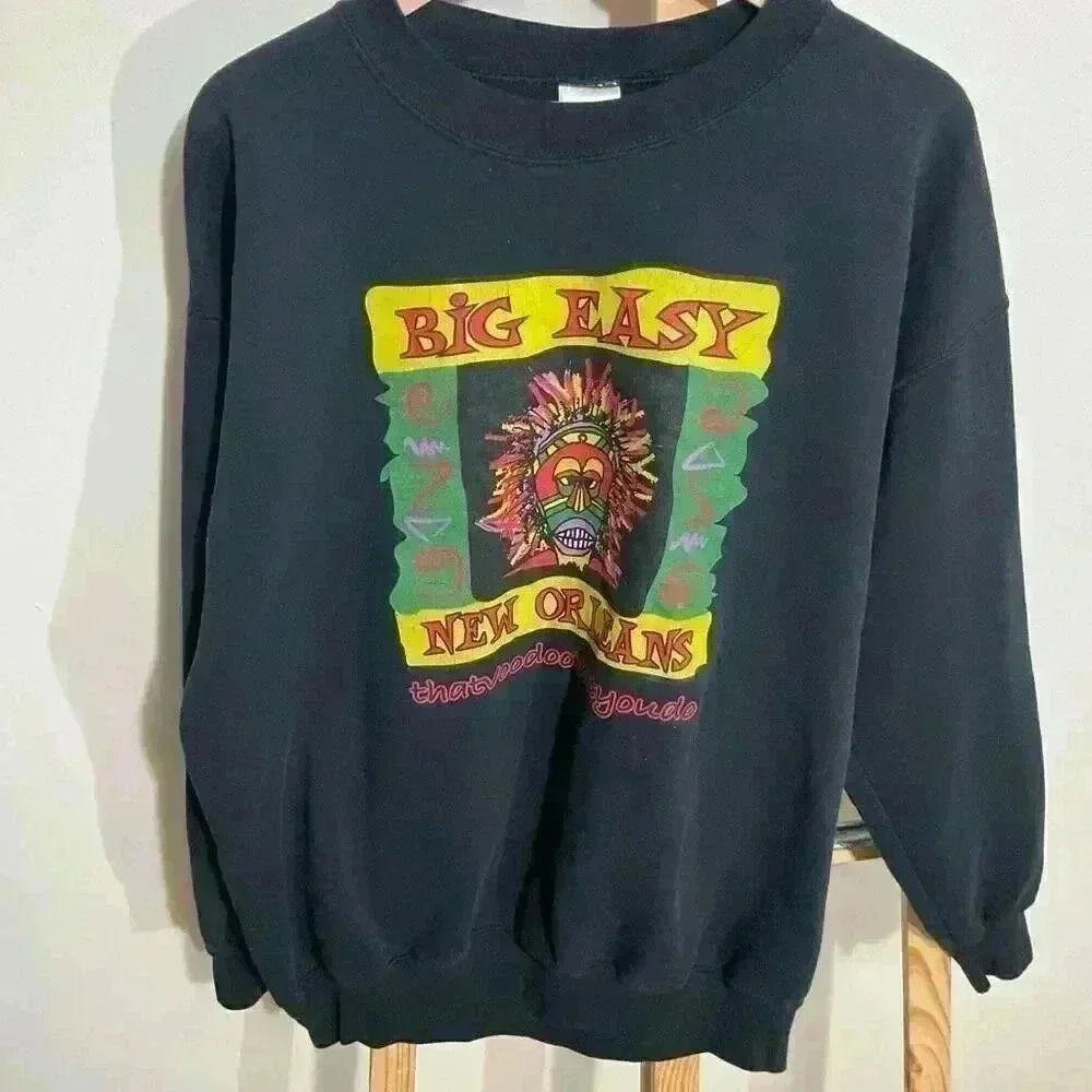 Gilden activewear heavyweight Crewneck, Big Easy New Orleans that voodoo that yo - Picture 2 of 9
